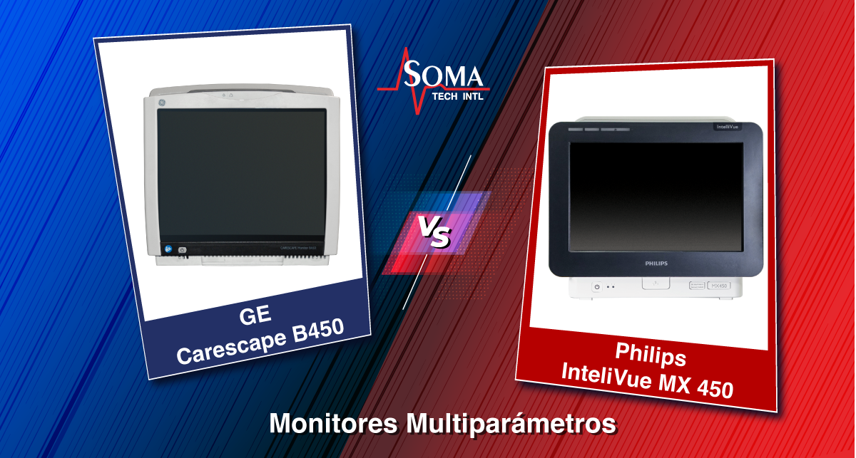Comparición entre los monitores multiparámetros GE Carescape B450 y Philips IntelliVue MX450 Comparición entre los monitores multiparámetros GE Carescape B450 y Philips IntelliVue MX450