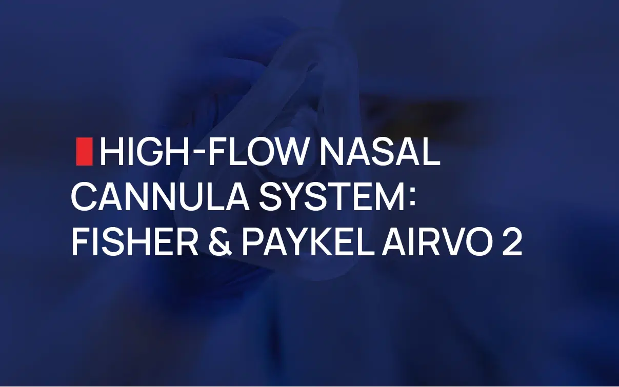 A high-flow nasal cannula (HFNC) is a heated and humidified system that allows prescribed fraction of inspired oxygen (FIO2) levels to be delivered at very high flow rates.